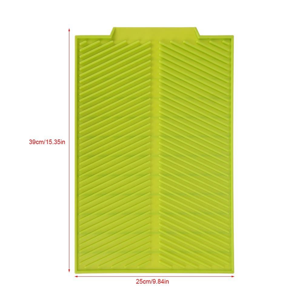 Green Grey Dish Drying Mat Silicone Drain Mat Durable Drain Tray Kitchen Counter Sink