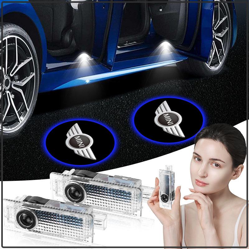 2 Stück Welcome LED-Licht Auto Türplakette Kabelloser HD-Projektor für MINI Cooper F54 F55 F56 R56 R60 Roadster Clubman Coupe