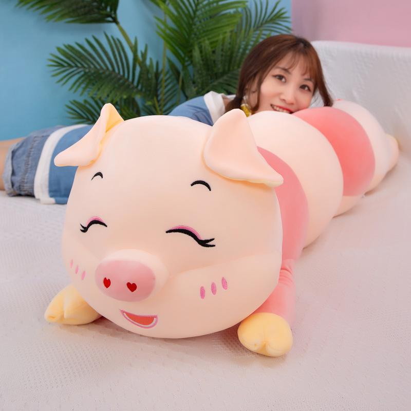 Cute Caterpillar Pig Plush Toy Large Long Striped Pig Piglet Doll Ragdoll Gift