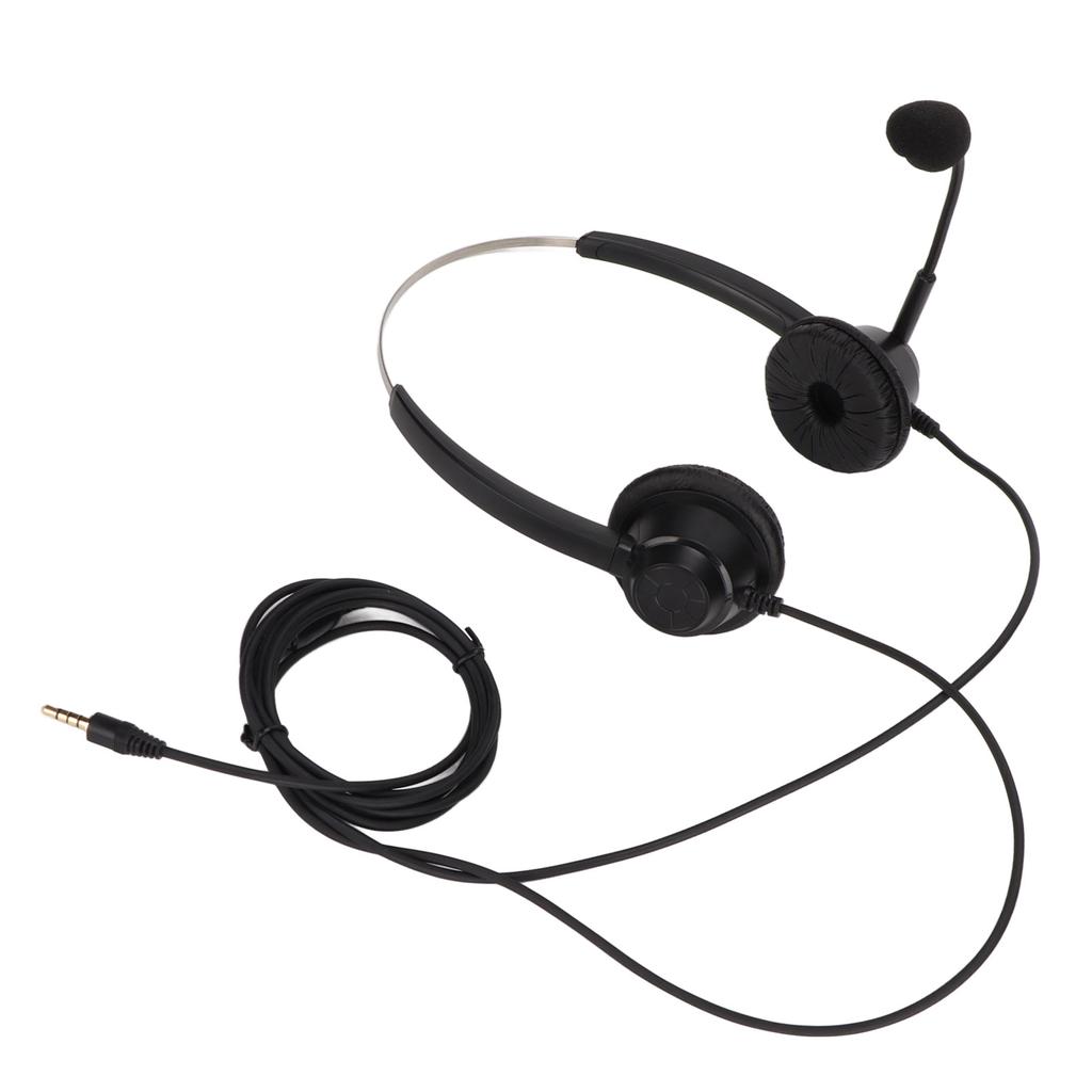 Telephone Headset Noise Reduction 3.5mm Straight Head Customer Service Headphone with Mic for VOIP Phones Call Center