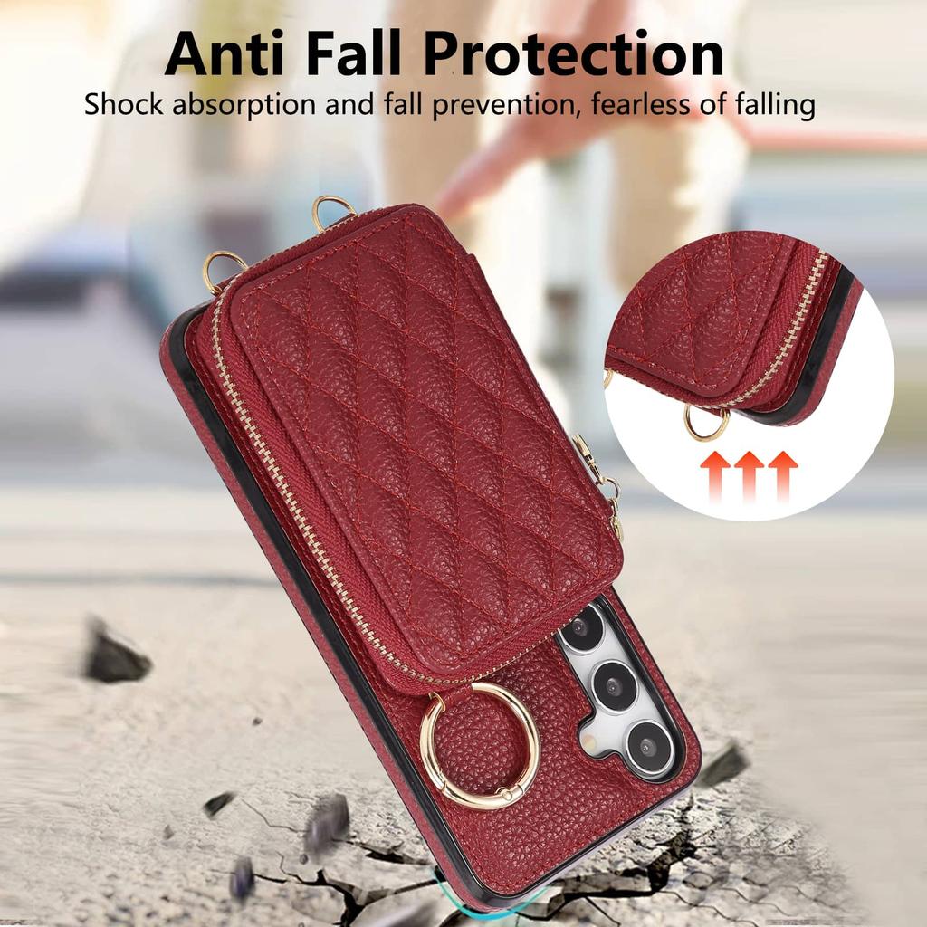 Crossbody portemonneehoesje voor Samsung Galaxy A06/A14/A15/A16/A22/A25/A26/A32/A36/A52/A53/A56/A71/A72 Rits Kaartsleuven Band Stand