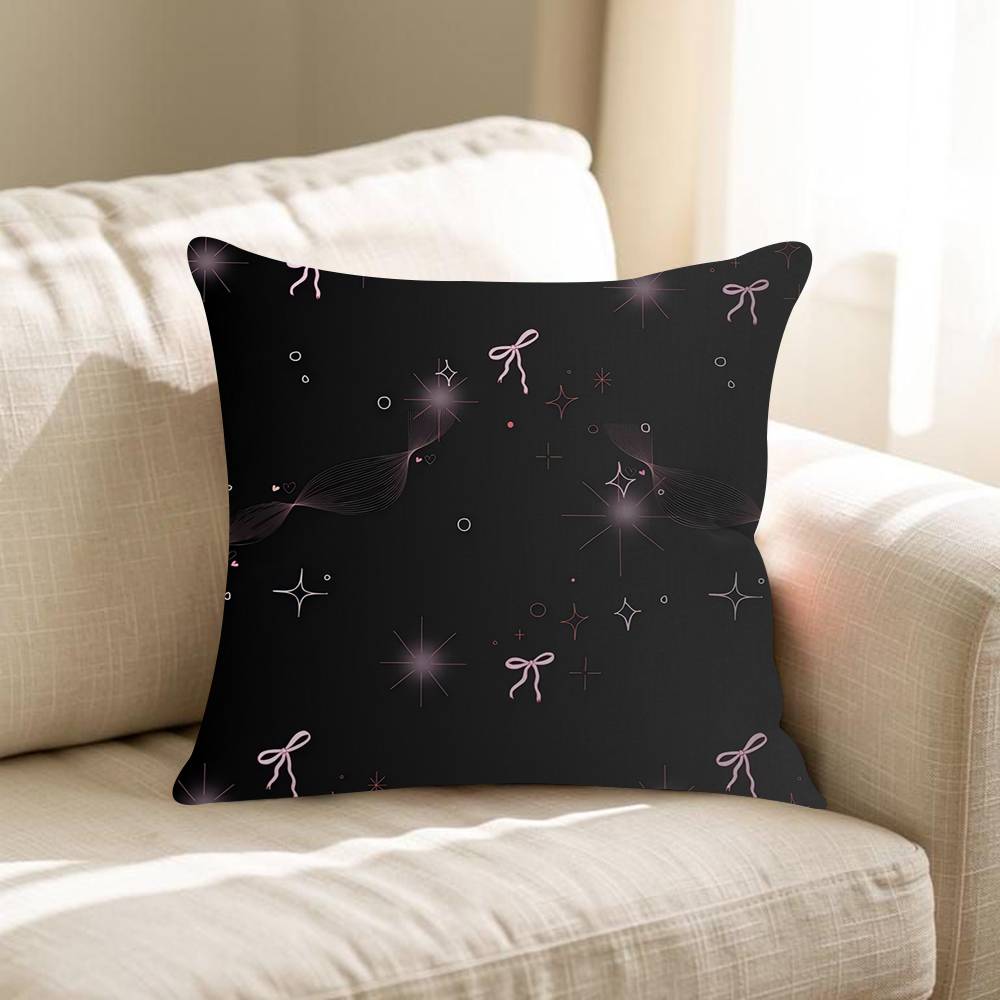 Cute Pink Black Full Screen Bow Dot Cushion Cover Decorative Pillow Sofa Home Decor Case Pillow Cases