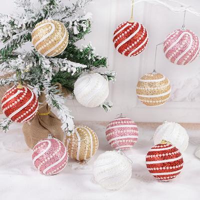 2/4 Stück 8cm Weihnachtskugeln Glitzer Weihnachtsbaum Hängende Schaumstoffkugel Anhänger Ornamente Weihnachtsdekoration Für Zuhause 2024 Navidad