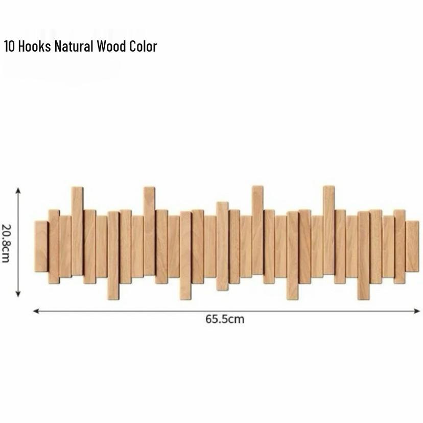 Piano Key Wall-Mounted Solid Wood Coat Rack for Entryway & Bedroom