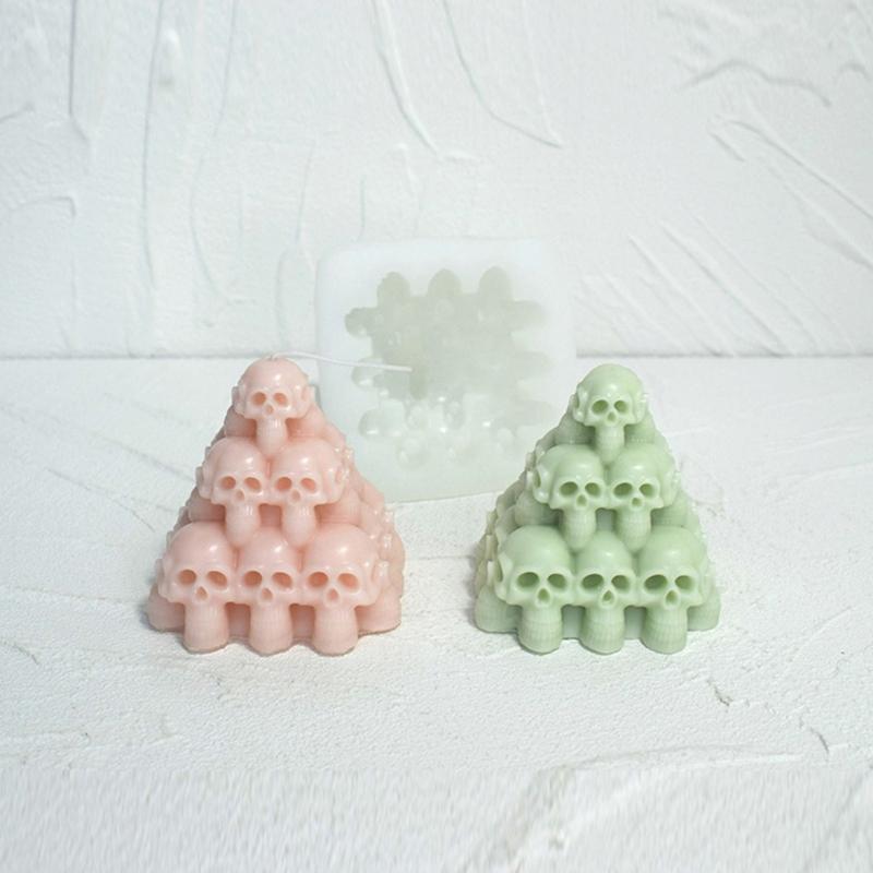 3 Rank Skull Tower Silicone Candle Mold For DIY Scent Care Crafts Halloween Trim Food Grade Component