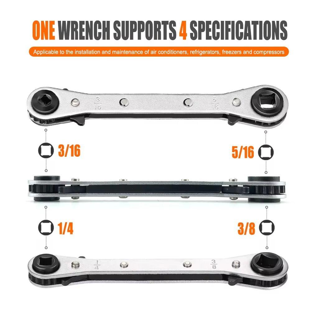 1/4 3/8 3/16 5/16 inch Ratcheting Service Wrench Square Wrench  Refrigeration Service