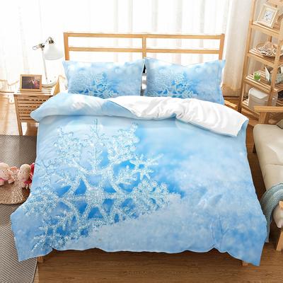 Set Copripiumino Fiocco di Neve Tema Invernale Poliestere Copripiumino Singolo Matrimoniale Per Bambini Adolescenti Adulti Decorazione Camera da Letto Set Biancheria da Letto