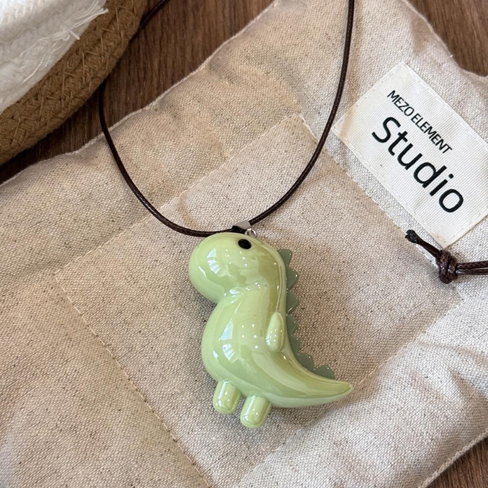 

Сладкое милое ожерелье с подвеской слон динозавр длинная цепочка для свитера женщины мужчины зелёный