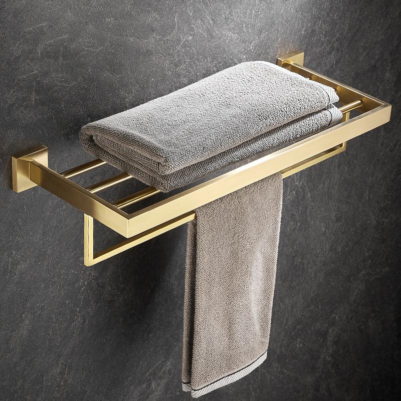 Bathroom Accessories Set Brushed Gold Bathroom Shelf,Towel Rack,Towel Hanger Paper holder,Toilet Brush Holder Bath Hardware Set