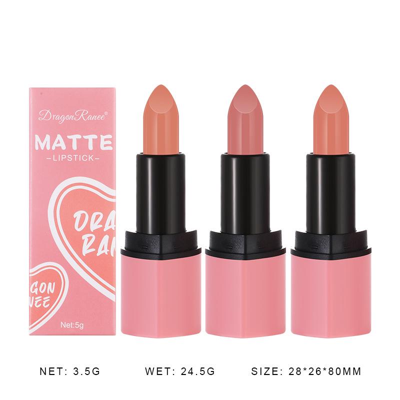 DragonRanee Heart-shaped Waterproof Long-lasting Non-transfer Velvet Matte Nude Lipstick