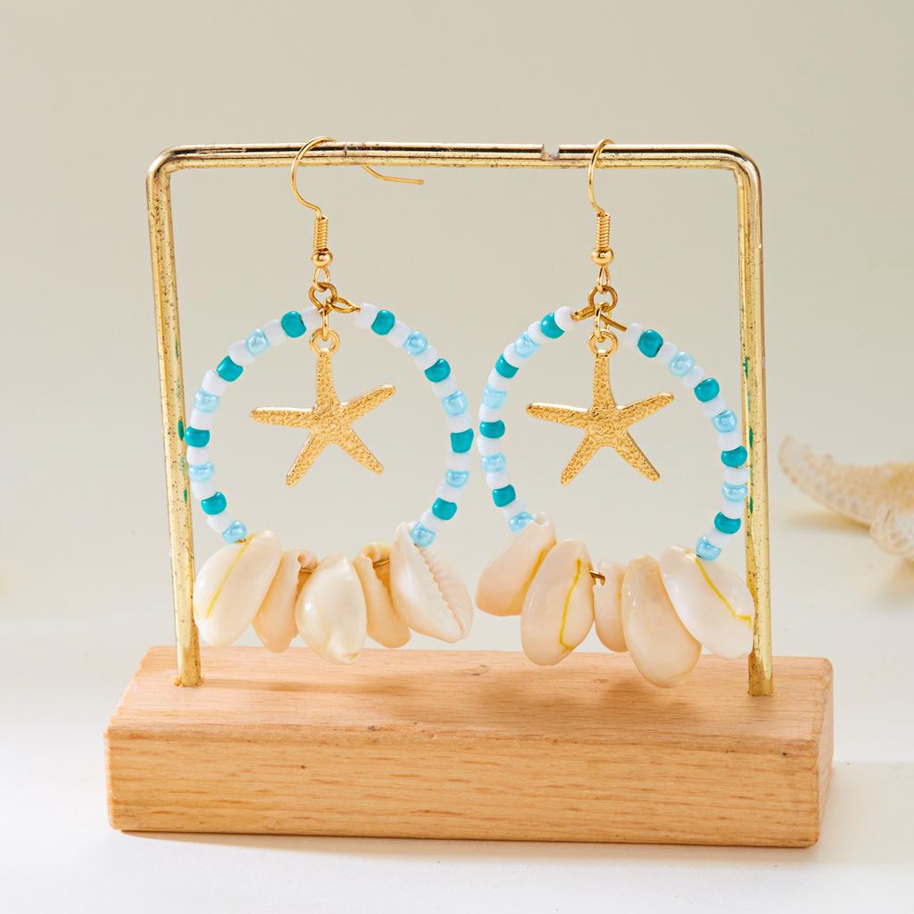 Summer Breeze Cool Starfish Shell Pendant Earrings for Women Retro Fashion
