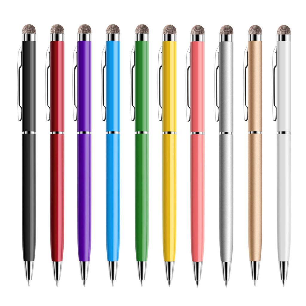 100Pcs 2 In 1 Mini Metal Capacitive Touch Screen Microfiber Stylus With Ballpoint Pen Gift For iPad iPhone Free Custom Logo