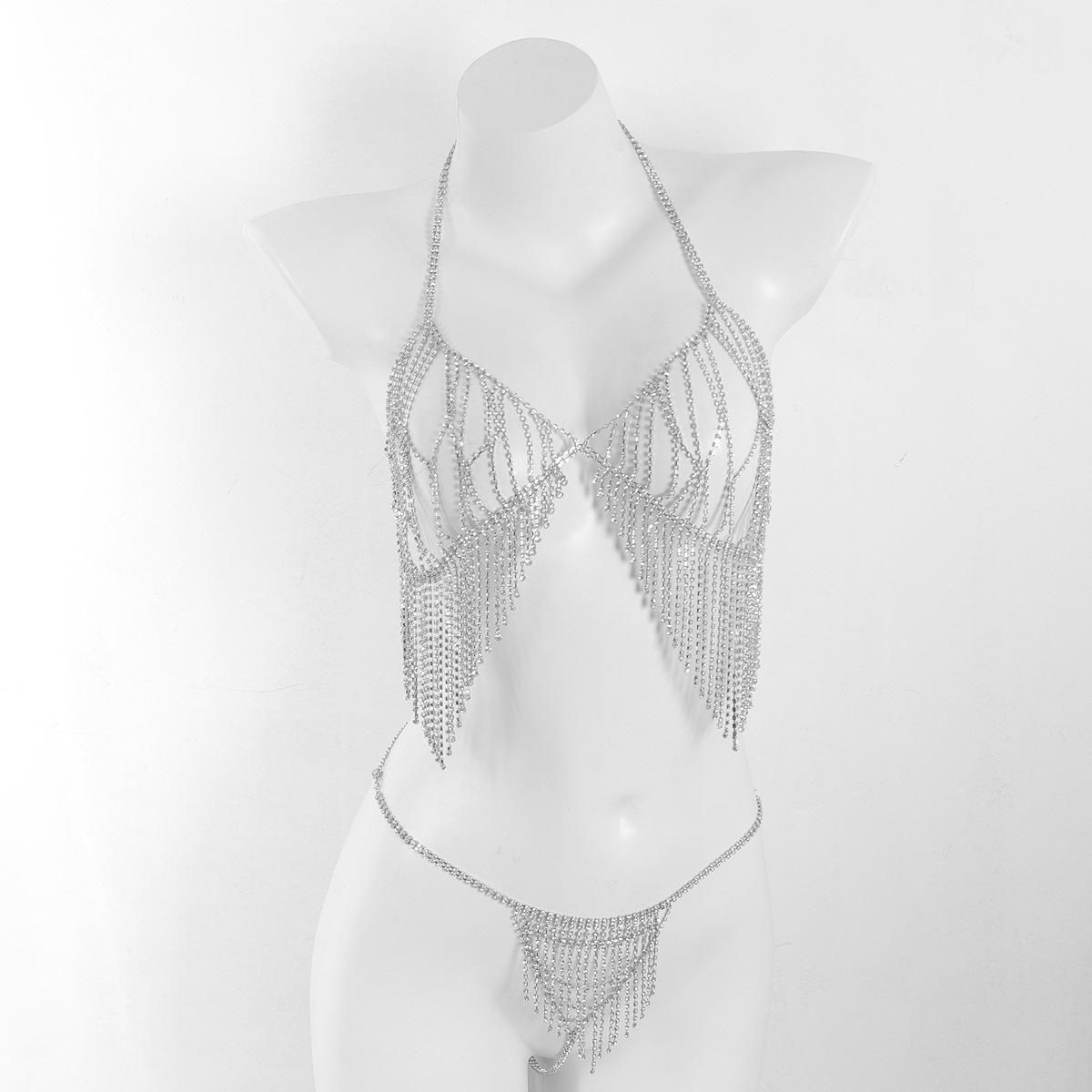 

Стразовое бикини с кисточками-цепочками – Сексуальный аксессуар для вечеринки в ночном клубе для женщин