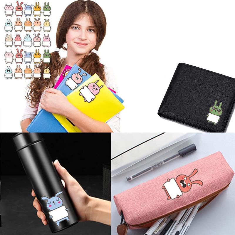 Cute Cartoon Rabbit Name Stickers for Kids - Self-Adhesive Labels for Water Bottles, Books, and More