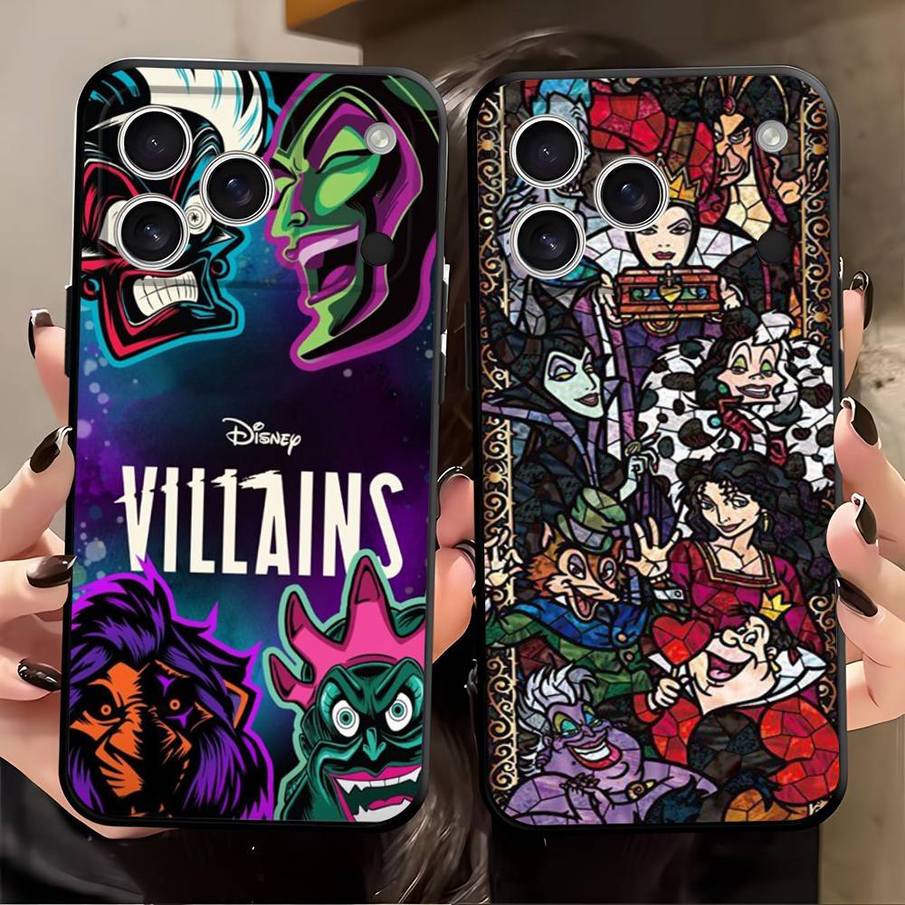 Disney Villains For iPhone 17 Air 16 15 14 13 12 11 Pro Black Soft Cover Phone Case