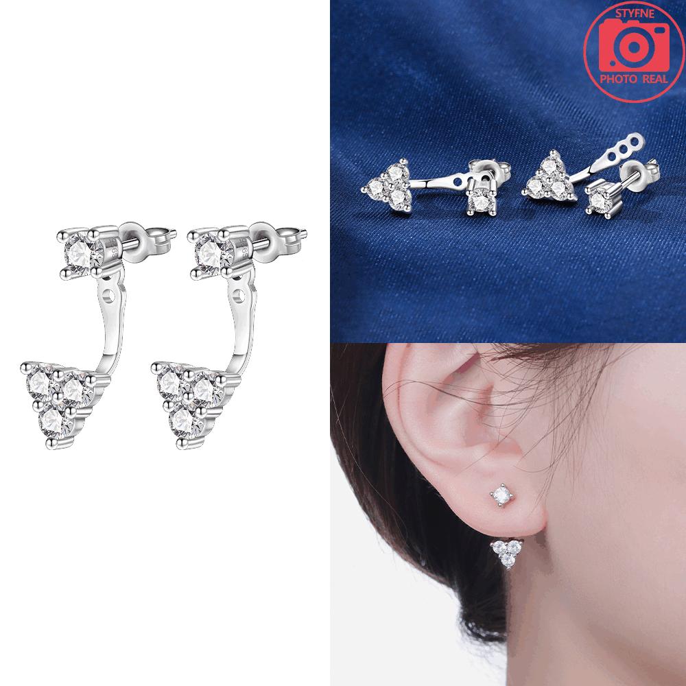 925 Silver Purple Iris Flower Stud Earrings Fringed Tassels Star Heart Earrings Woman's Accessory Jewelry Gift