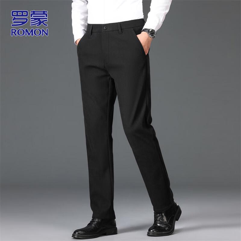 ROMON Men's Business Casual Straight-Leg Suit Pants