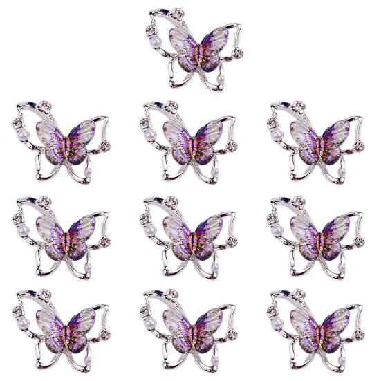 10Pcs Butterfly Nail Art Charm Rhinestone Faux Pearl 3D Butterfly Shape Nail Design Jewelry DIY Crafts Nail Decoration Accessories