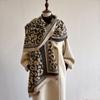 Leopard Print Imitation Cashmere Scarf, Winter Printing Warm Shawl, Advanced Commuting Feeling Neck Protection And Cold Protection Scarf
