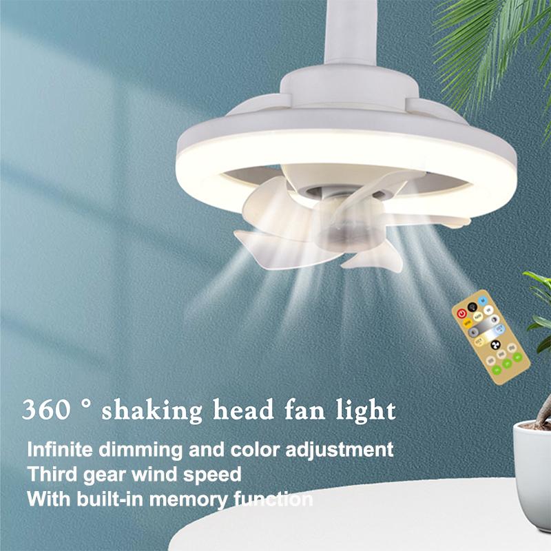 48/60W LED Ceiling Fan Light Remote Control E27 Lamp with 360 ° Rotation Cooling Electric Fan 85-265V Chandelier for Room Decor