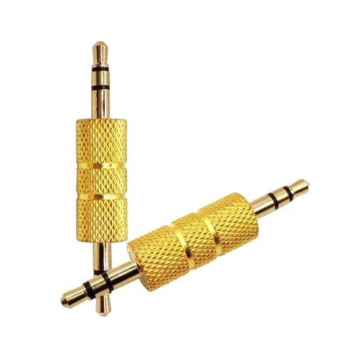 Voluty Tek 3.5mm To 3.5mm Male-Male Audio Headphone Adapter, Gold-Plated 1/8" Stereo Coupler Connector for Speakers, MP3 Players, Pack of 2