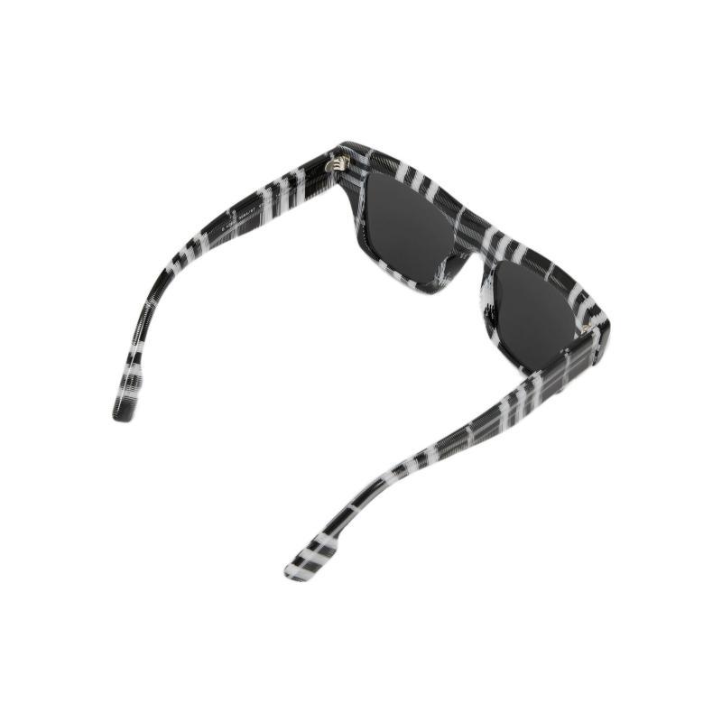 Burberry Casual Check Print Plate Frame Square Sunglasses Men's Black