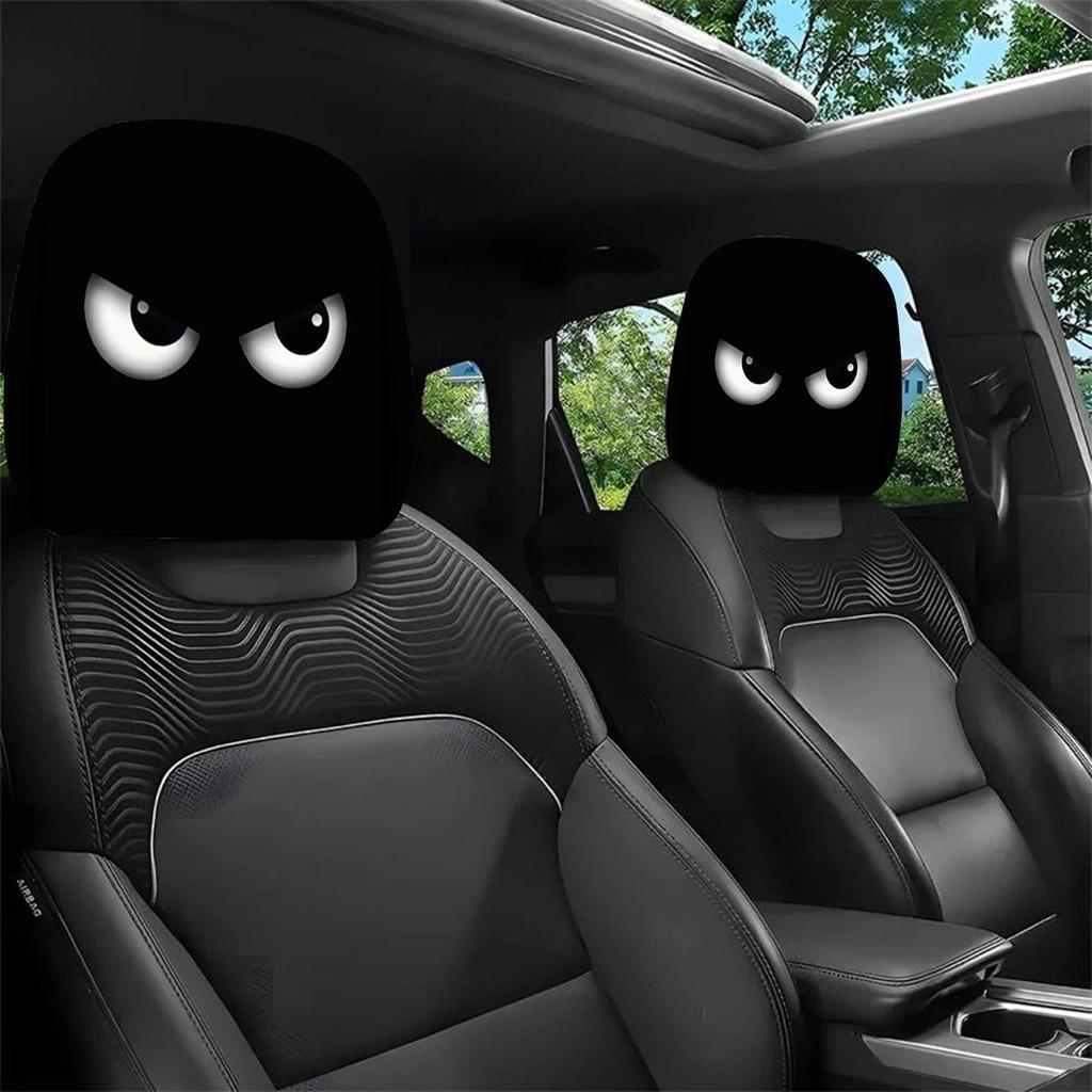 Headrest Covers For Cars 2 Pieces Funny Halloween Head Rest Covers With Big Eyes Seasonal Decor For Fall Holiday Trip Travel
