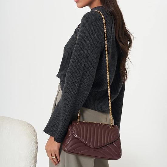 Miraggio Stacy Solid Quilted Shoulder Bag with Convertible Sling Chain for Women