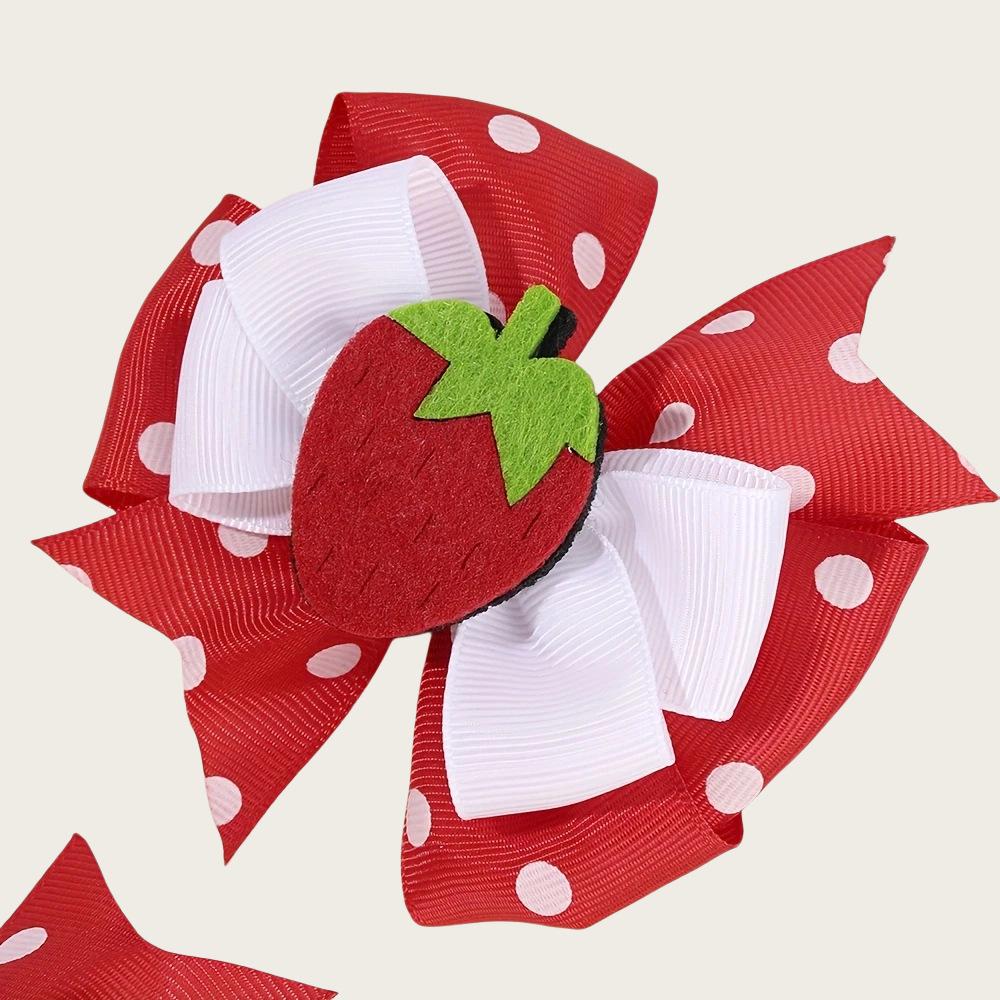 Strawberry Bow Hair Clip - Sweet Princess Double Clip Accessory for Girls