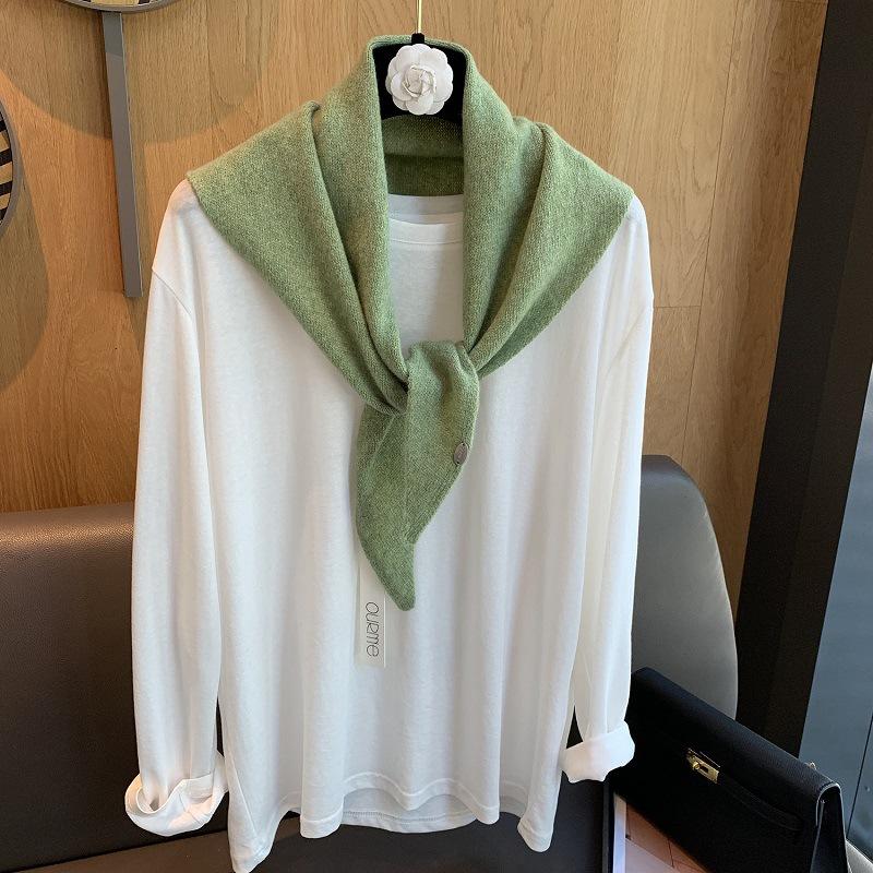 100% Wool Korean Style Winter Fashion Warm Knitted Triangular Hijab Scarf Women Headscarf Shawl Multi-functional Neckerchief