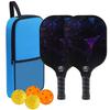 Carbon Fiber Pickleball Paddle Set With Blue Carry Bag 2 Paddles 4 Balls Outdoor Recreational Sport Equipment