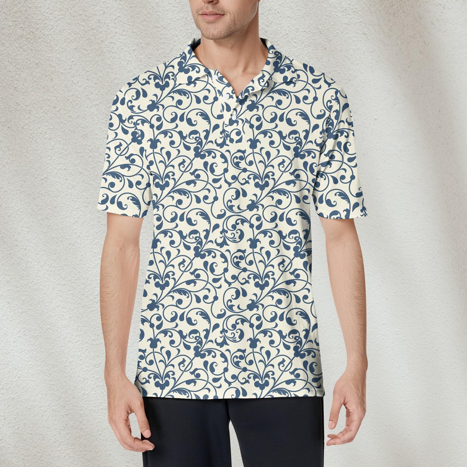 

Мужская модная рубашка с коротким рукавом из мягкого хлопкового воротника с принтом L хаки