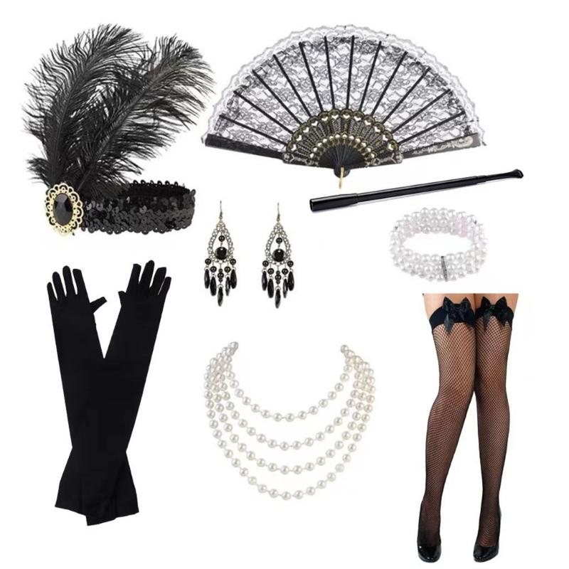 Sparkling Rhinestone Headwear Feathered Headgear Set Alluring Feathered Headband Comfortable for Halloween Singles Party