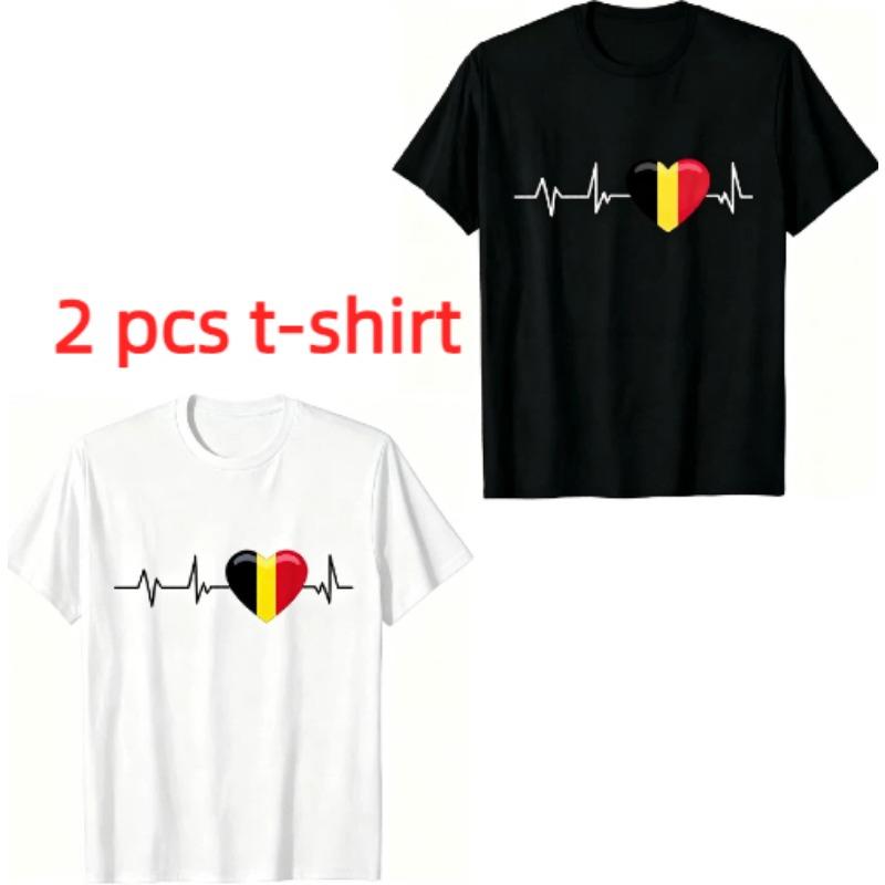 Fun I Love Belgium Pattern Print Kids T-shirt Summer Girls Boys Casual Fashion Tops Kids O-Neck Short Sleeve T-shirt Clothing