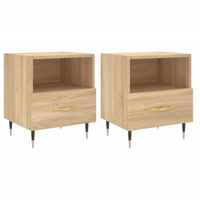 VidaXL Tables de chevet 2 pcs chêne sonoma 40x35x47,5 cm 827395