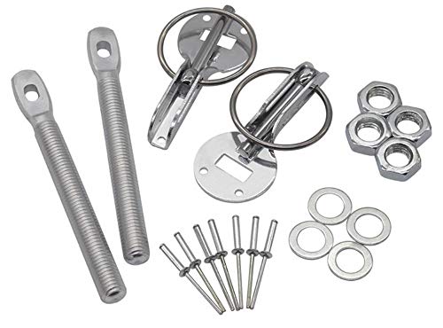 

Azure Universal Lightweight Aluminum Bonnet Pins for Competition Racing Sports Cars Set of 2 Silver