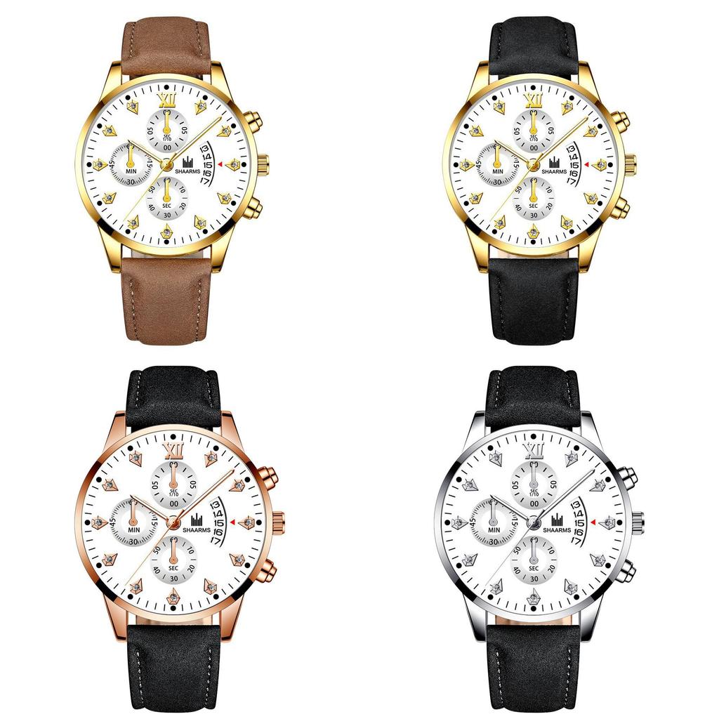 Mens Roman Leather Quartz Watch With Calendar Decor For Business Professionals