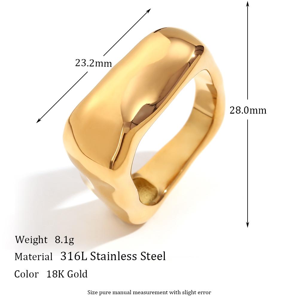 E.B.belle Simple Square Geometric Ring Silver Color Stainless Steel Rings for Women Decoration 18K Gold Plated Accessories