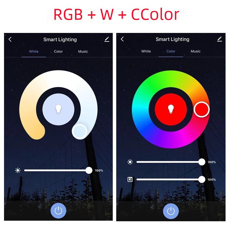 Zigbee Smart Bulb RGBCW, Alexa & Tuya Compatible, Dimmable & Color Adjustable, Five-Way Control Via Smart Life.