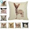 Cute Pet Dog Chihuahua Pattern Cotton Linen Pillow Case Decorative Pillowcase Throw Pillow Cover Home Decoration Cushion Cover
