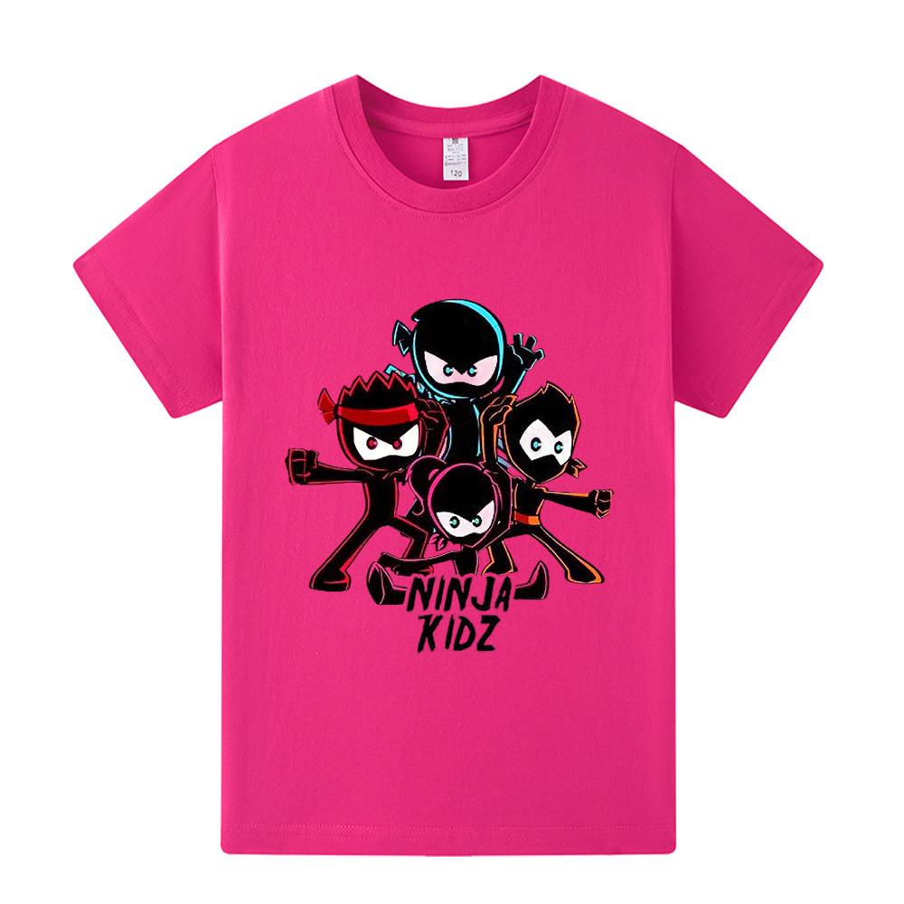 A1172 Kids Boys Girls NINJA KIDZ Cartoon Print Short Sleeves T-shirt