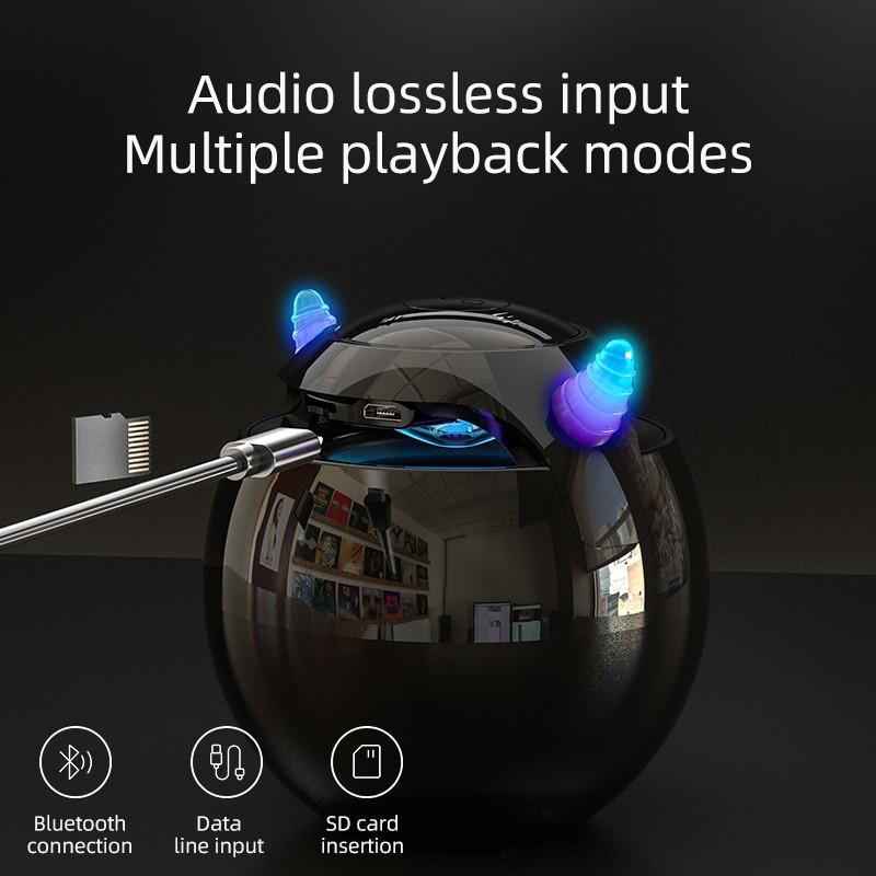 Portable Cute Little Devil AI Smart Bluetooth Speaker 3D Stereo Subwoofer Mini LED Digital Clock Alarm Clock Waterproof HIFI Music Box