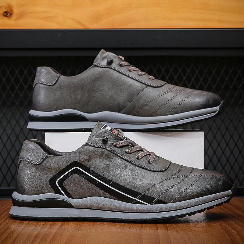 

2025 autumn new men s shoes men s versatile casual leather shoes men s sports British and Korean leather shoes 44 серый