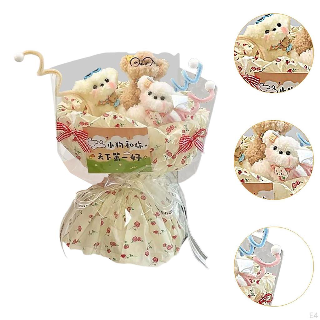 Dog Floral Arrangement with Lights Portable Gift for Graduation and Party Favors