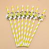 100Pcs Sweet Bee Theme Disposable Paper Straws Bar Drinking Straw Tableware for Kids Birthday Baby Shower Party Decorations