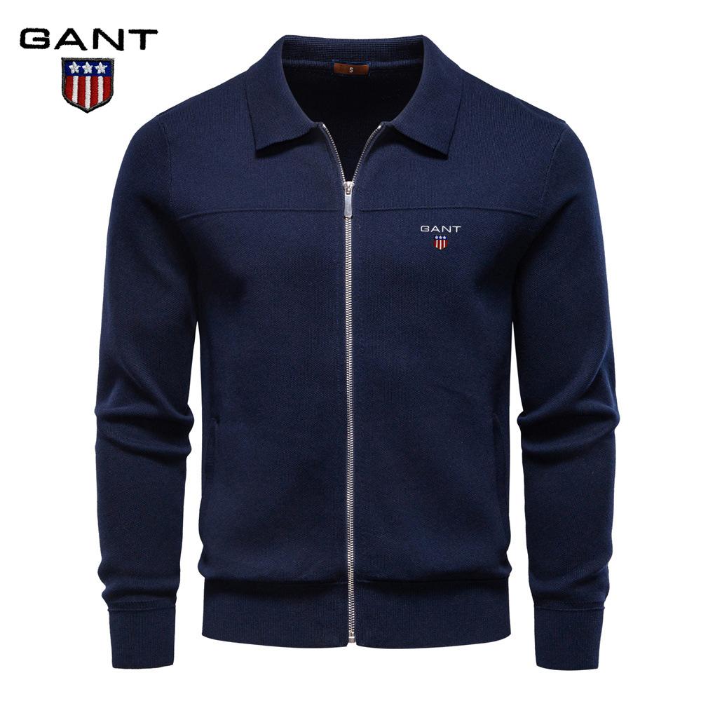 Gant 2025 Høst og Vinter Broderi Ny Herre Europeisk Størrelse Jakke Genser Cardigan Herre Glidelås Business Casual Jakke Herre