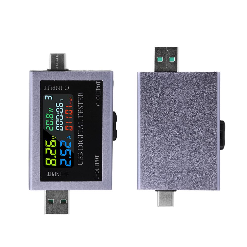 Voltage Meters Current Voltage Capacity Battery Tester USB/Type-C Volt Current Detector Charger Capacity Tester Meter DC 4-50V
