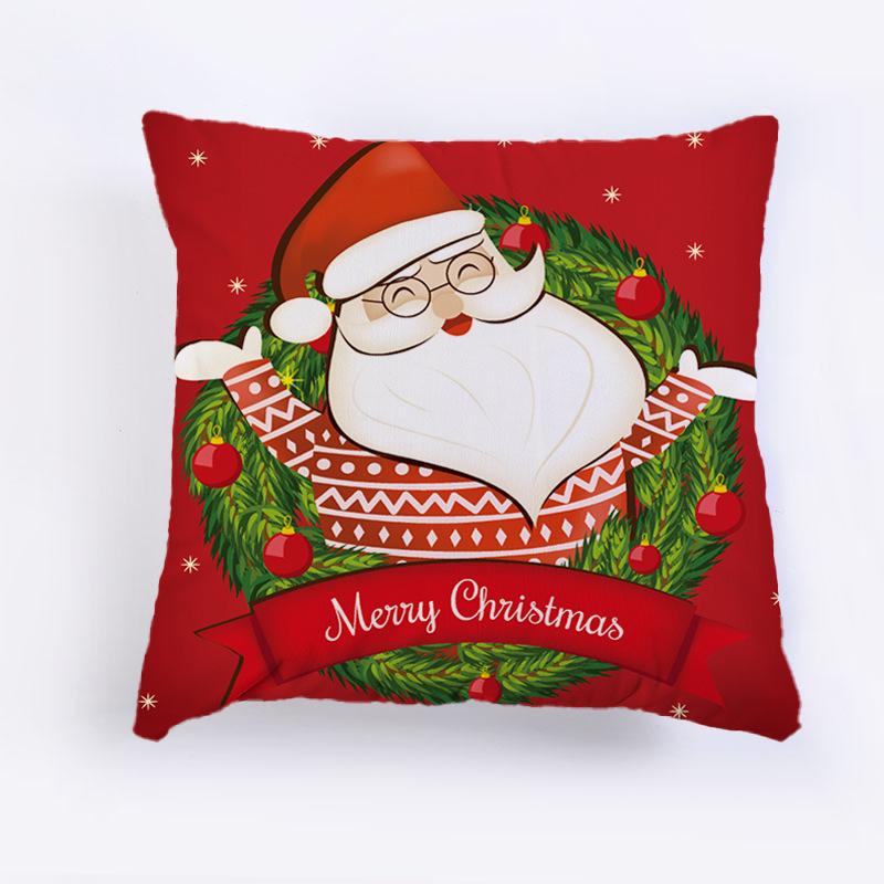 Christmas Throw Pillow Cover Festive Santa Claus Pillow Cover Sofa Cushion Cover