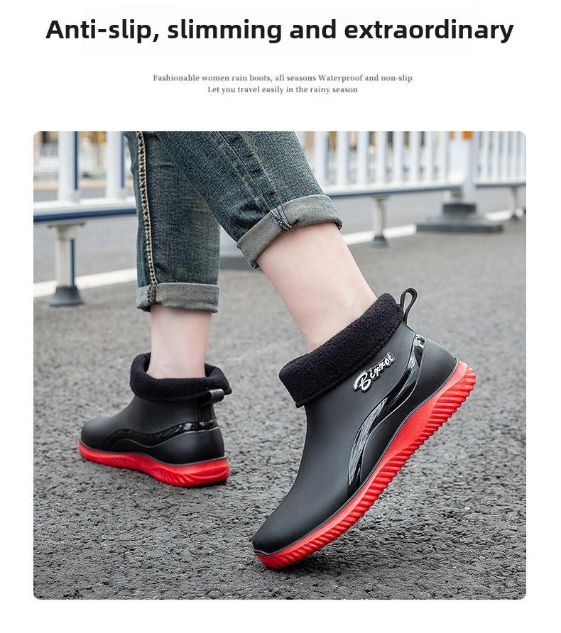 Men's & Women's Waterproof Winter Cotton Rain Boots - Detachable, Warm, All-Season Use