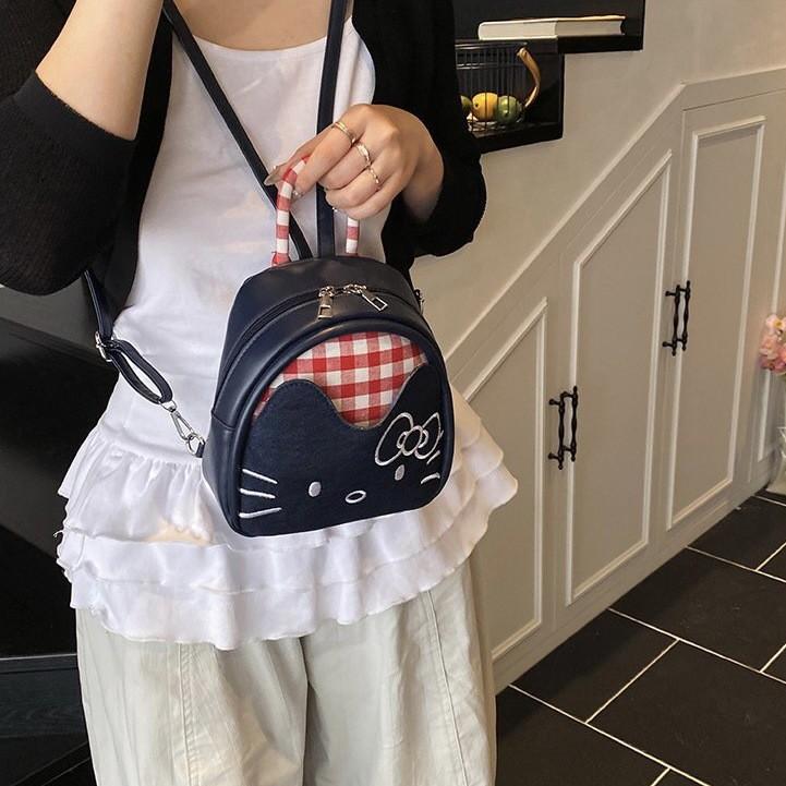 Cute Mini Checkered Cartoon Pattern Backpack For Girl